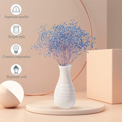 Vase for Flowers, Ceramic Look Plastic Vase for Home Decor, Living Room, Table (Seashell White)